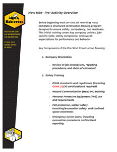 BEE-Steel-New-Hire-Pre-Activity New Hire Packet